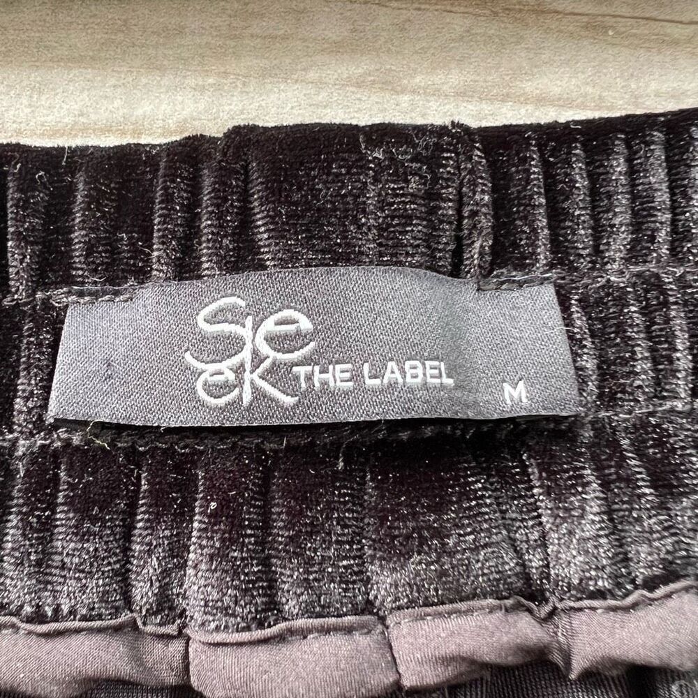 Seek‎ The Label Womens Black Elastic Waist Pull On Velvet Jogger Pants Medium - Picture 2 of 9